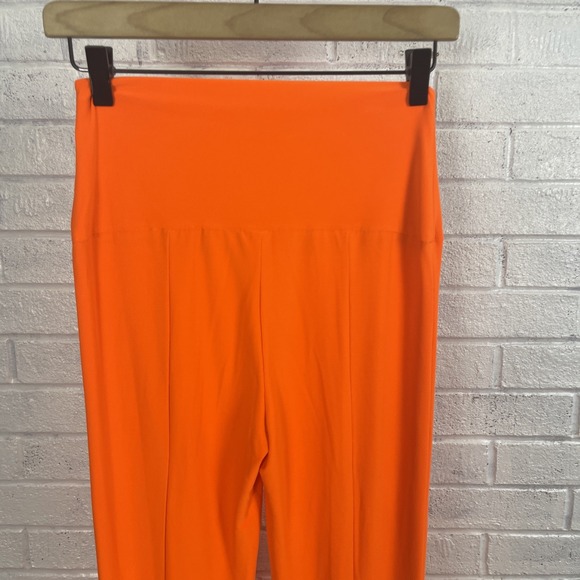 Norma Kamali Bright Orange Spat Split Flare Leggings Womens Size S Stretch Bold - Picture 4 of 9